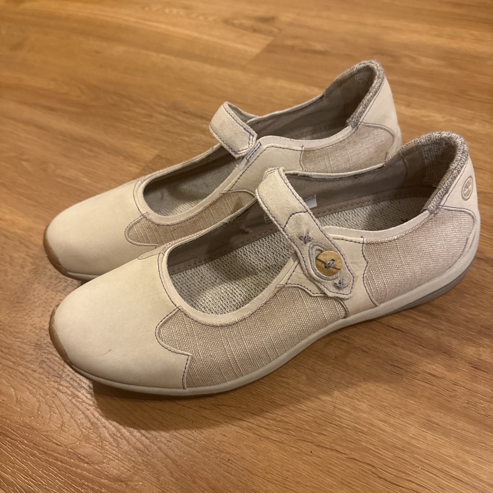 Timberland Earthkeepers‎ Mary Jane Shoes Womens 10M Beige Leather Canvas Vibrant